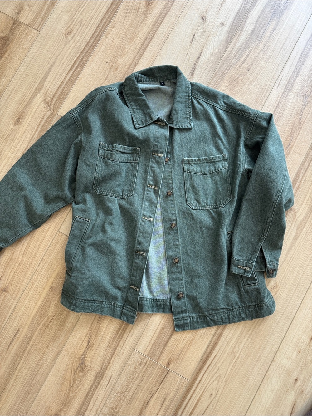 Oversized Green Denim Jacket